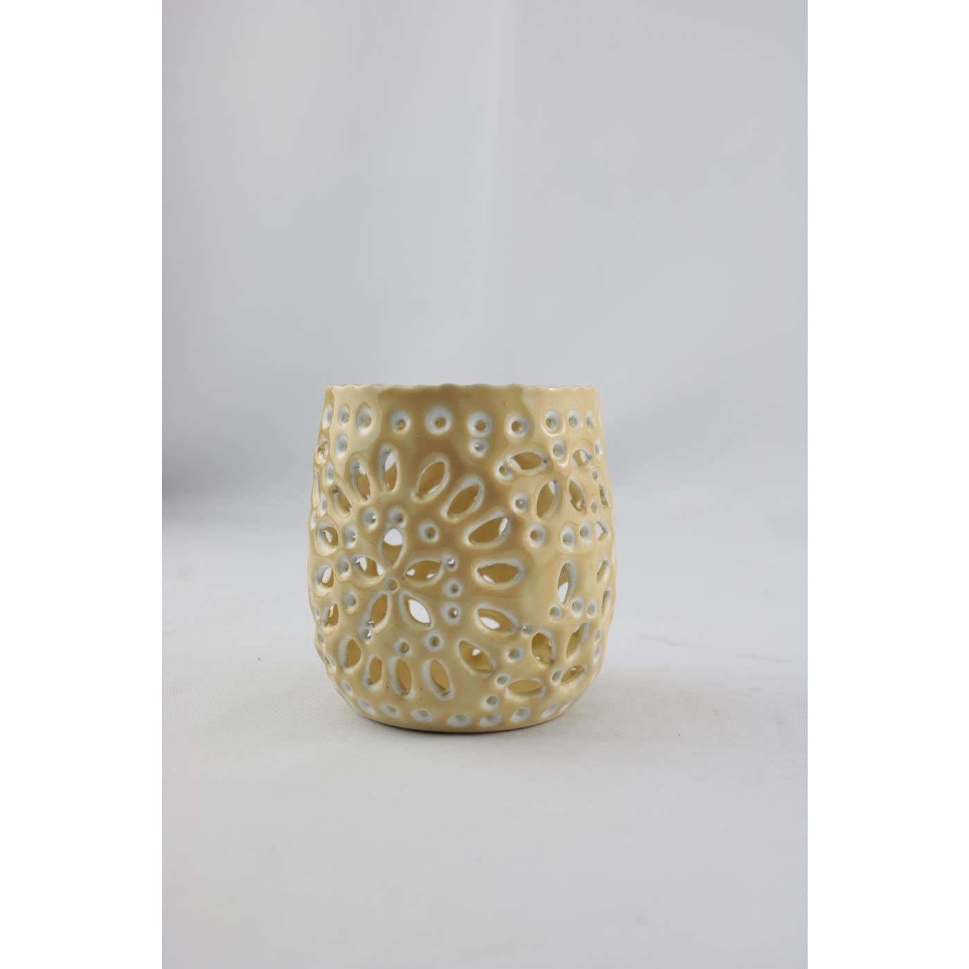 Waxinelichthouder beige 10x10x10cm